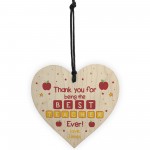 Thank You Gift For BEST TEACHER Wooden Heart School Nursery