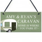 Shabby Chic Caravan Sign Hanging Door Plaque Personalised