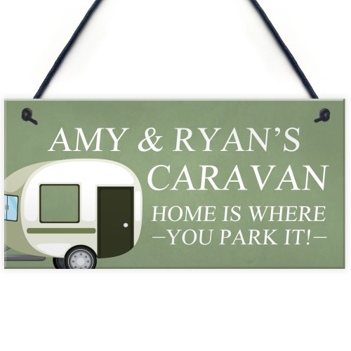 Shabby Chic Caravan Sign Hanging Door Plaque Personalised