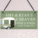 Shabby Chic Caravan Sign Hanging Door Plaque Personalised