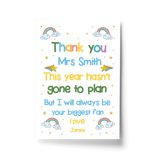 Personalised Print Thank You Gift For Teacher Teaching Assistant