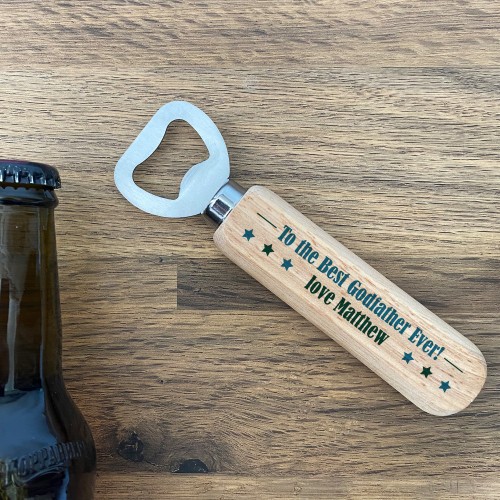 Godfather Gift Personalised Wooden Bottle Opener Gift For Him