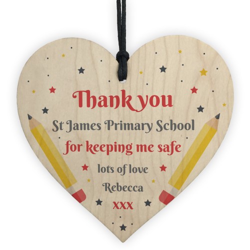 Thank You Wood Heart Gift For School Nursery Preschool Teacher