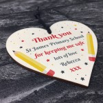 Thank You Wood Heart Gift For School Nursery Preschool Teacher