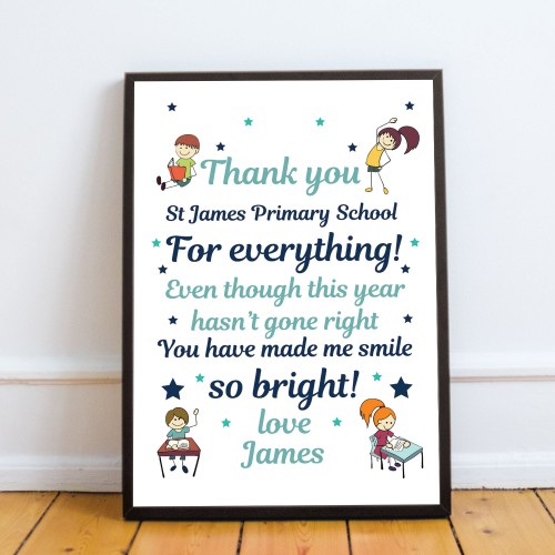 Personalised Framed Print For Teacher Thank You Gift For Nursery