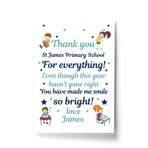 Personalised Teacher Print Thank You Gift For Nursery Preschool