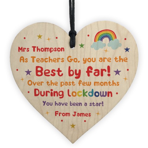 Personalised Teacher Thank You Gift Wood Heart Assistant Gifts