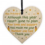 Personalised Wooden Heart Sign Thank You Gift For Teacher