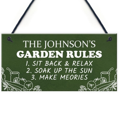 Garden Rules Personalised Garden Shed Summerhouse Plaque