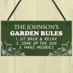 Garden Rules Personalised Garden Shed Summerhouse Plaque