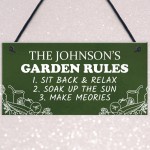 Garden Rules Personalised Garden Shed Summerhouse Plaque