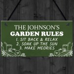 Garden Rules Personalised Garden Shed Summerhouse Plaque