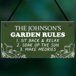 Garden Rules Personalised Garden Shed Summerhouse Plaque