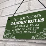 Garden Rules Personalised Garden Shed Summerhouse Plaque