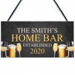 Home Bar Sign Personalised Bar Pub Man Cave Plaque Alcohol Gift