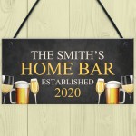 Home Bar Sign Personalised Bar Pub Man Cave Plaque Alcohol Gift