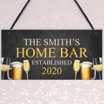 Home Bar Sign Personalised Bar Pub Man Cave Plaque Alcohol Gift