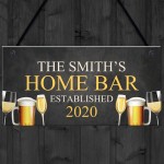 Home Bar Sign Personalised Bar Pub Man Cave Plaque Alcohol Gift