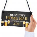 Home Bar Sign Personalised Bar Pub Man Cave Plaque Alcohol Gift