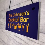 Neon Effect Cocktail Bar Personalised Home Bar Man Cave Pub