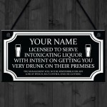 Licensee Sign BAR Home Bar Man Cave Pub Garden Sign