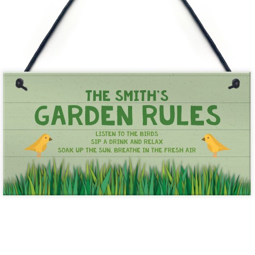 PERSONALISED Garden Rules Sign For Garden Shed Summerhouse