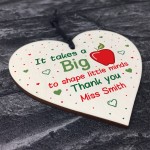 Thank You Gift For Teacher Assistant Childminder Wooden Heart