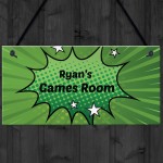 Games Room Sign PERSONALISED Gift For Gamer Bedroom Sign