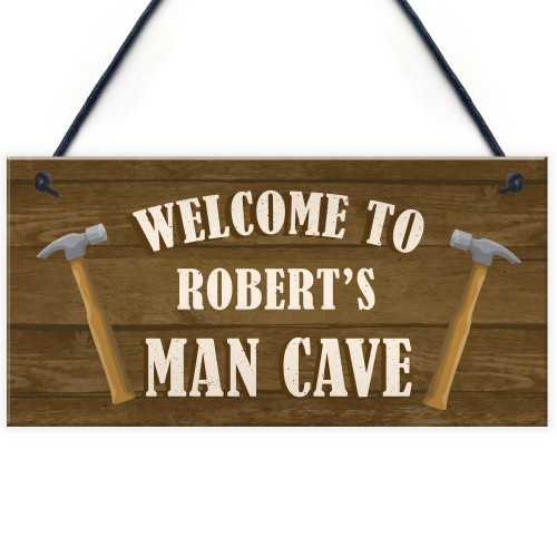 Man Cave Sign Wood Effect Bar Shed Garden Plaque Personalised