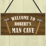 Man Cave Sign Wood Effect Bar Shed Garden Plaque Personalised