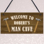 Man Cave Sign Wood Effect Bar Shed Garden Plaque Personalised