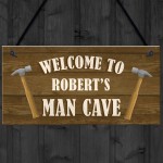 Man Cave Sign Wood Effect Bar Shed Garden Plaque Personalised