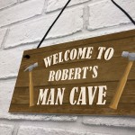 Man Cave Sign Wood Effect Bar Shed Garden Plaque Personalised