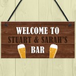 PERSONALISED Wooden Effect Bar Sign Hanging Man Cave Plaque