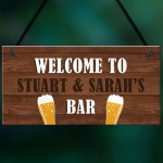 PERSONALISED Wooden Effect Bar Sign Hanging Man Cave Plaque