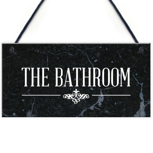 The Bathroom Hanging Sign Bathroom Toilet Decor Marble Theme