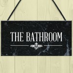 The Bathroom Hanging Sign Bathroom Toilet Decor Marble Theme