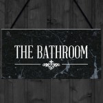 The Bathroom Hanging Sign Bathroom Toilet Decor Marble Theme