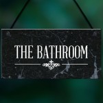 The Bathroom Hanging Sign Bathroom Toilet Decor Marble Theme