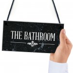 The Bathroom Hanging Sign Bathroom Toilet Decor Marble Theme