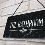 The Bathroom Hanging Sign Bathroom Toilet Decor Marble Theme