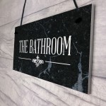 The Bathroom Hanging Sign Bathroom Toilet Decor Marble Theme