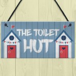 The Toilet Hut Nautical Beach Theme Hanging Sign For Toilet