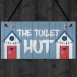 The Toilet Hut Nautical Beach Theme Hanging Sign For Toilet