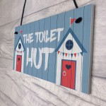 The Toilet Hut Nautical Beach Theme Hanging Sign For Toilet