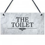 The Toilet Sign Marble Theme Hanging Bathroom Toilet Loo Sign