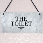 The Toilet Sign Marble Theme Hanging Bathroom Toilet Loo Sign