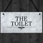 The Toilet Sign Marble Theme Hanging Bathroom Toilet Loo Sign