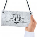 The Toilet Sign Marble Theme Hanging Bathroom Toilet Loo Sign