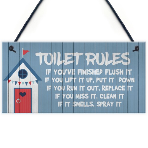 Toilet Rules Sign Nautical Theme Hanging Sign For Toilet